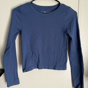Blue, long sleeve crop top s/m